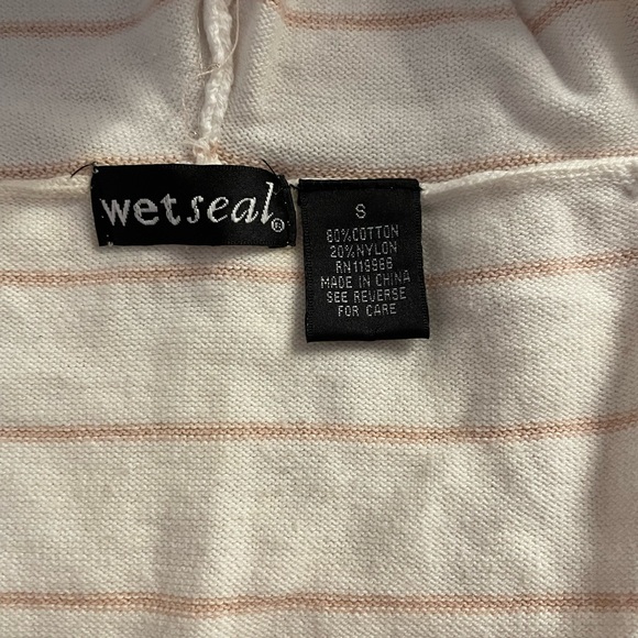 Cream with gold strip V neck sweater with hoodie. Size small - Picture 3 of 3